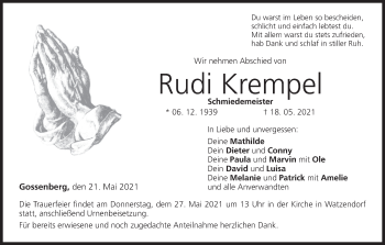 Anzeige von Rudi Krempel von MGO