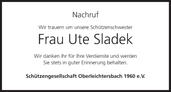 Anzeige von Ute Sladek von MGO