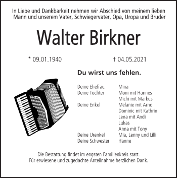 Anzeige von Walter Birkner von MGO