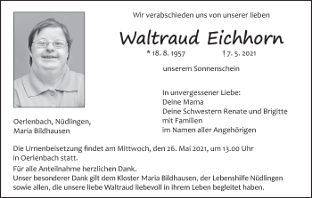 Anzeige von Waltraud Eichhorn von MGO
