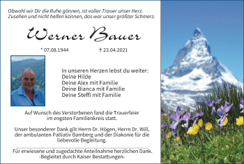 Anzeige von Werner Bauer von MGO