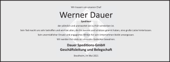 Anzeige von Werner Dauer von MGO