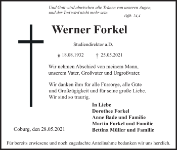 Anzeige von Werner Forkel von MGO