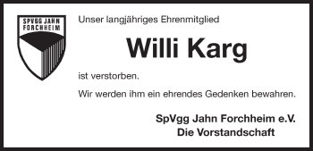 Anzeige von Willi Karg von MGO
