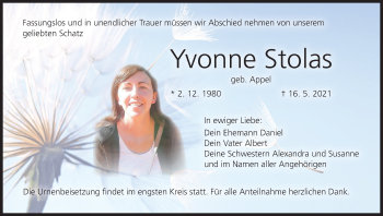 Anzeige von Yvonne Stolas von MGO