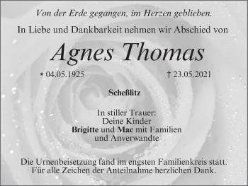 Anzeige von Agnes Thomas von MGO