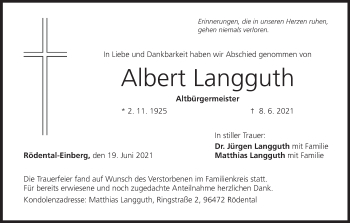 Anzeige von Albert Langguth von MGO