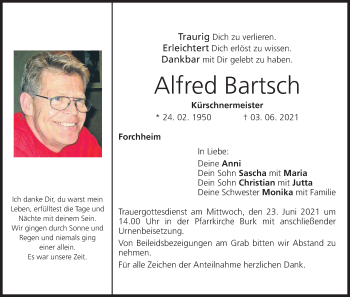 Anzeige von Alfred Bartsch von MGO