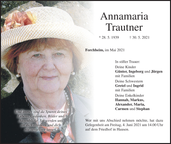 Anzeige von Annamaria Trautner von MGO