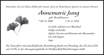 Anzeige von Annemarie Jung von MGO