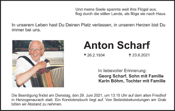 Anzeige von Anton Scharf von MGO