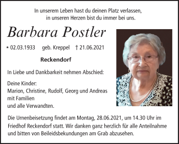 Anzeige von Barbara Postler von MGO