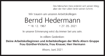 Anzeige von Bernd Hedermann von MGO