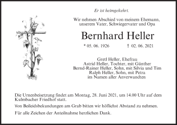 Anzeige von Bernhard Heller von MGO