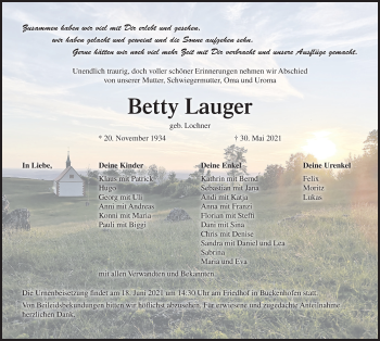 Anzeige von Betty Lauger von MGO