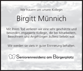 Anzeige von Birgitt Münnich von MGO