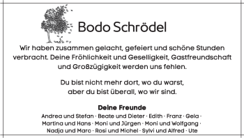 Anzeige von Bodo Schrödel von MGO