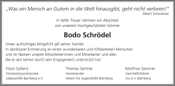Anzeige von Bodo Schrödel von MGO