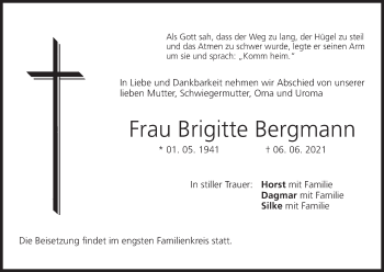 Anzeige von Brigitte Bergmann von MGO