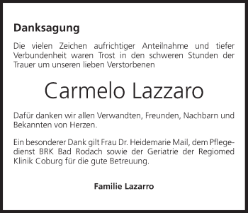 Anzeige von Carmelo Lazzaro von MGO