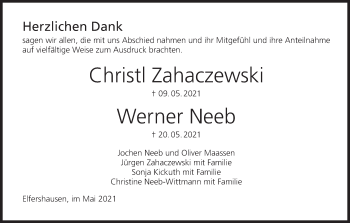 Anzeige von Christl Zahaczewski von MGO