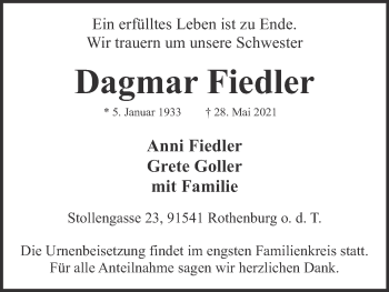 Anzeige von Dagmar Fiedler von MGO