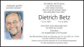 Anzeige von Dietrich Betz von MGO
