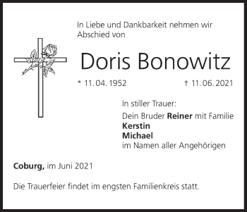 Anzeige von Doris Bonnwitz von MGO