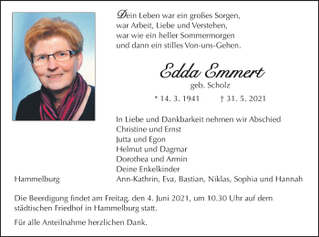 Anzeige von Edda Emmert von MGO