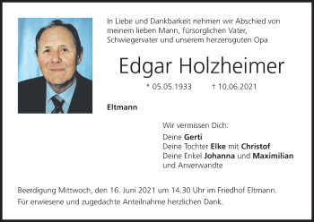 Anzeige von Edgar Holzheimer von MGO