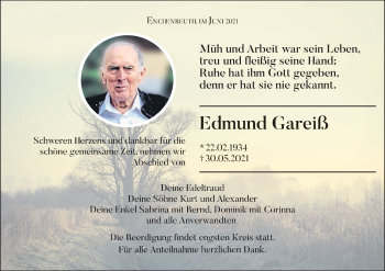 Anzeige von Edmund Gareiß von MGO