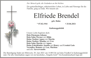 Anzeige von Elfriede Brendel von MGO