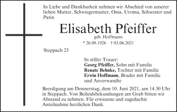 Anzeige von Elisabeth Pfeiffer von MGO