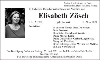 Anzeige von Elisabeth Zösch von MGO
