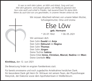 Anzeige von Else Löw von MGO
