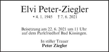 Anzeige von Elvi Peter-Ziegler von MGO