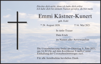 Anzeige von Emmi Kästner-Kunert von MGO