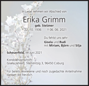 Anzeige von Erika Grimm von MGO