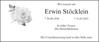 Anzeige von Erwin Stöcklein von MGO