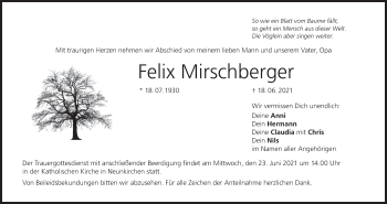 Anzeige von Felix Mirschberger von MGO