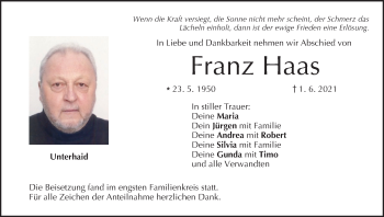 Anzeige von Franz Haas von MGO