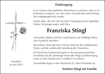 Anzeige von Franziska Stingl von MGO