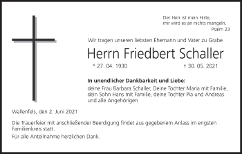 Anzeige von Friedbert Schaller von MGO