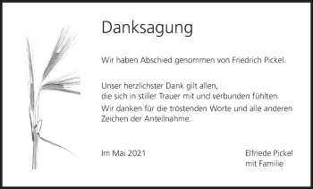 Anzeige von Friedrich Pickel von MGO