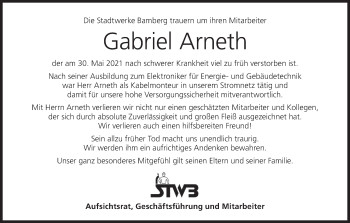 Anzeige von Gabriel Arneth von MGO