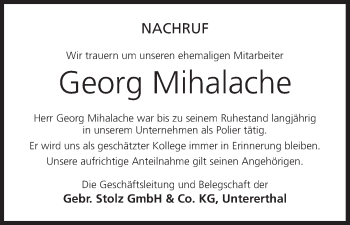 Anzeige von Georg Mihalache von MGO