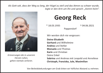 Anzeige von Georg Reck von MGO