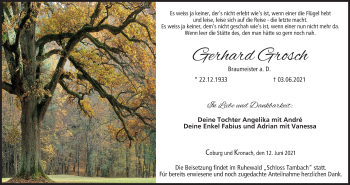 Anzeige von Gerhard Grosch von MGO