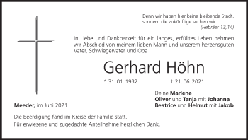 Anzeige von Gerhard Höhn von MGO