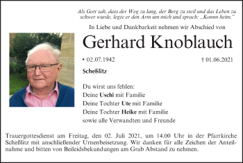 Anzeige von Gerhard Knoblauch von MGO